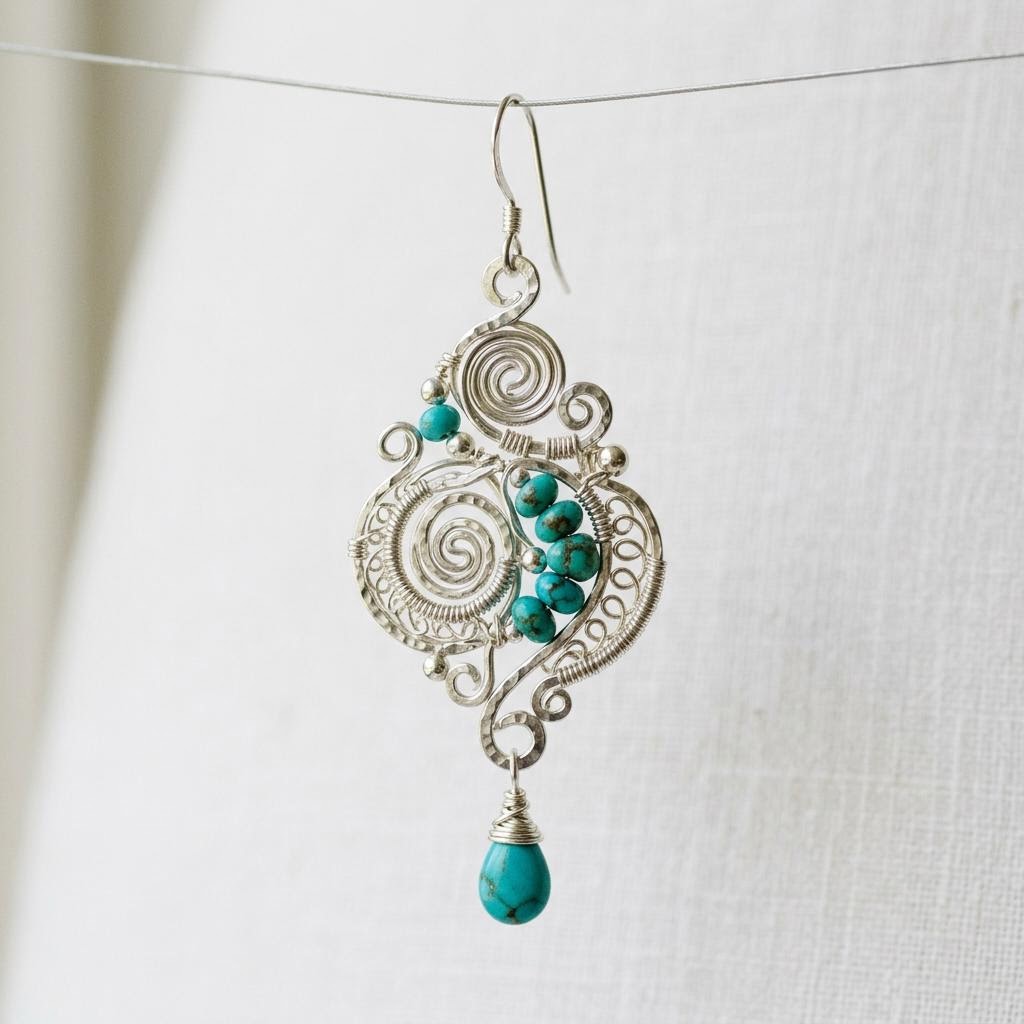 Серьги wire wrap