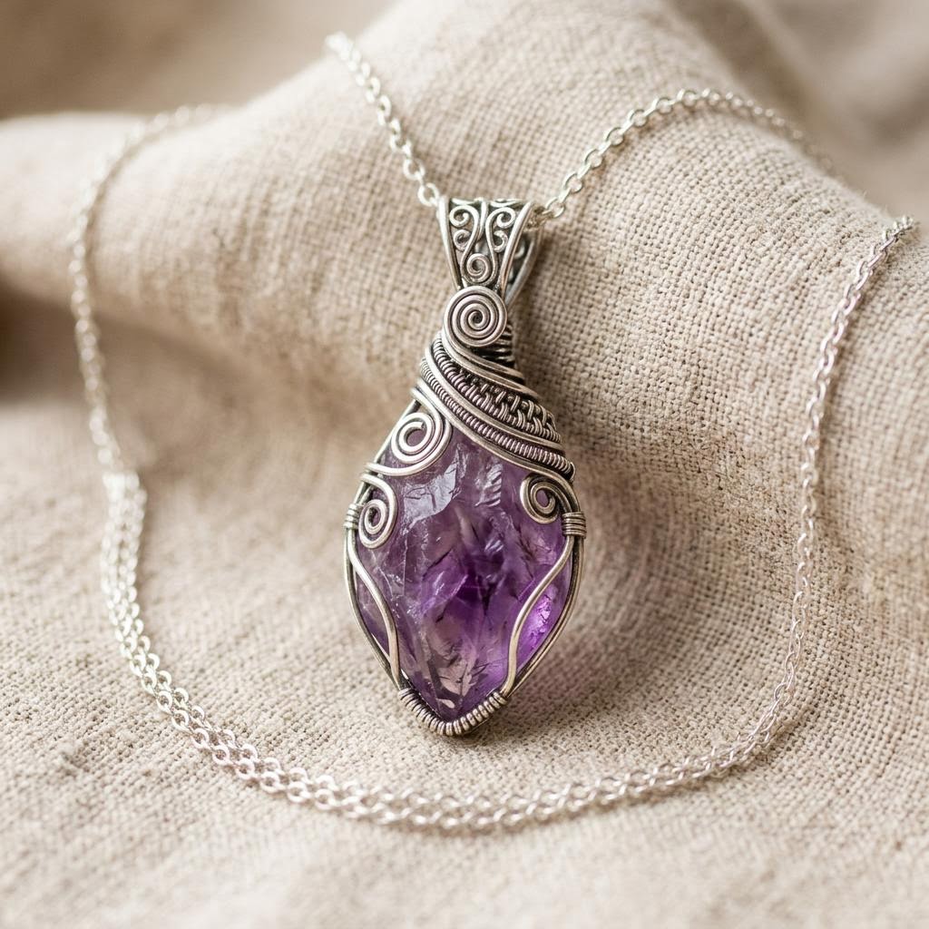 Кулон с камнем wire wrap